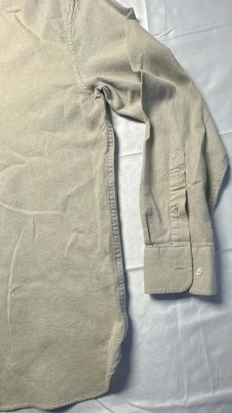 Banana Republic Men Slim Fit Beige Textured Long Sleeve Button Down Shirt Sz L